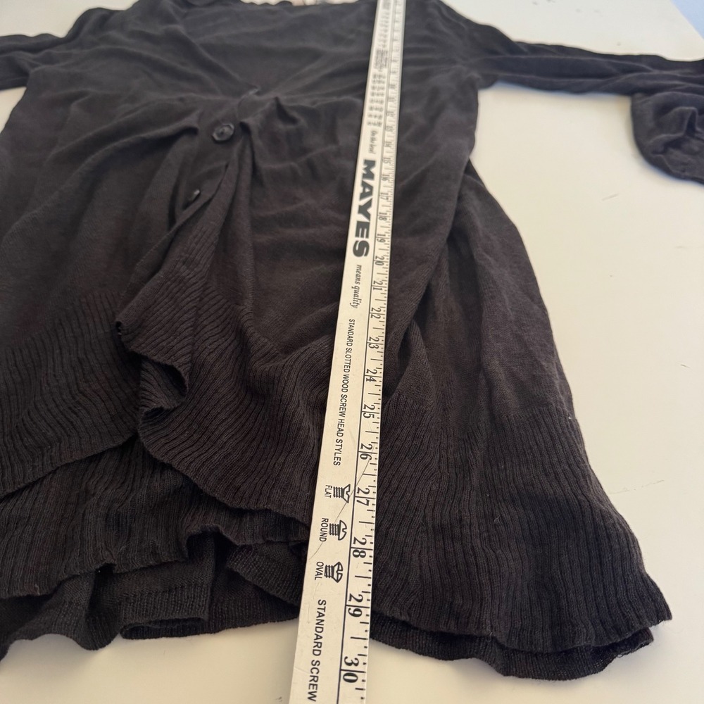 MOTH Women's Black Thin Knit Button Front Ruffle Duster Cardigan Sweater Medium‎ - Picture 12 of 13